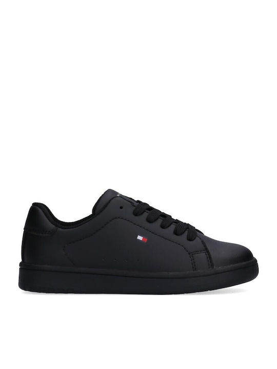 Cut Lace-Up Kids Sneakers Black
