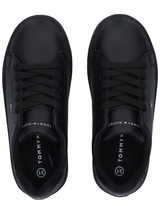 Cut Lace-Up Kids Sneakers Black