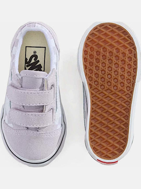 Old Skool Kids Sneakers with Hoop & Loop Closure Lilac