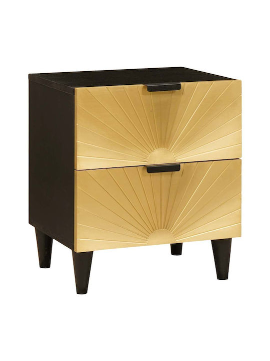 Noptiere din Lemn Masiv Negre 2buc 40x33.5x46cm