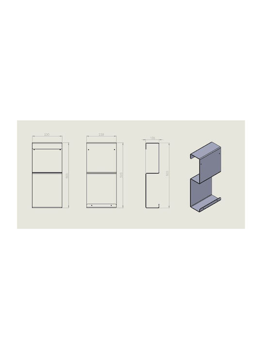 Verdi Wall Mounted Bathroom Shelf Metallic 10.3x10.3x50.3cm Grey