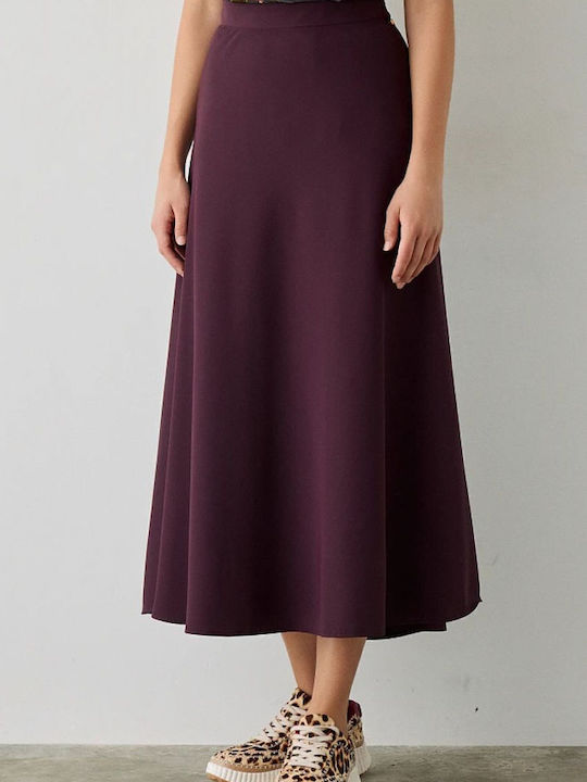 High-waisted Midi Skirt Burgundy