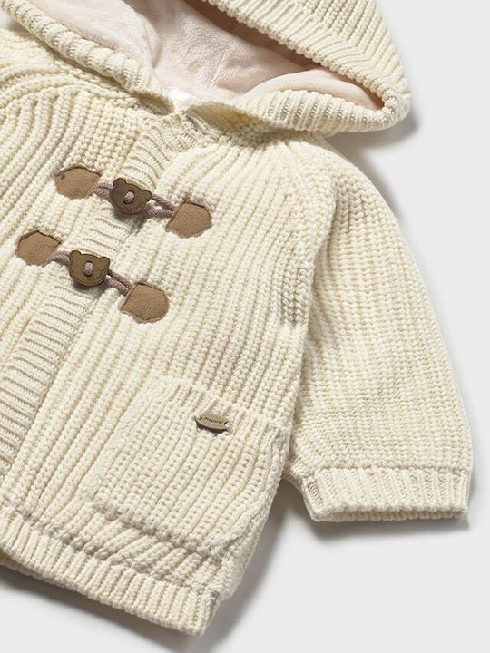 Kids Cardigan Knitted with Hood Beige