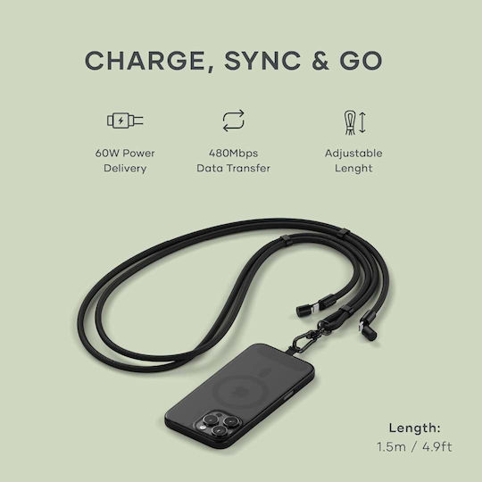 Satechi Braided USB 2.0 Cable USB-C male - USB-C 60W Black 1.5m