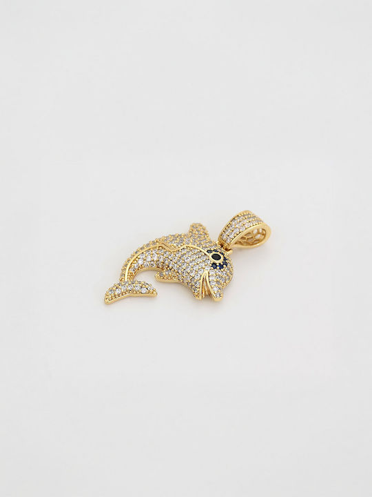 Chrysothemiss Colier De Femei Dolphin Spirit Design Delfin Zirconiu Aur Galben 14k Cupru Ecologic