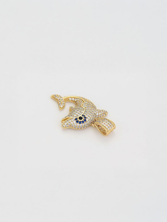 Chrysothemiss Colier De Femei Dolphin Spirit Design Delfin Zirconiu Aur Galben 14k Cupru Ecologic
