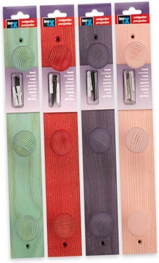 Inofix Wall Hanger Wooden 3 Hooks Pink 36x6x6cm