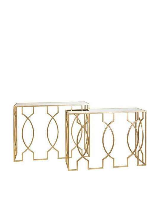 Consolă Metalică cu Suprafață din Sticlă Golden L106.5xL35.5xH79buc
