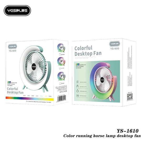 Yesplus Ys-1610 Ventilator De Masă Circulație Lumină De Noapte Rgb Verde