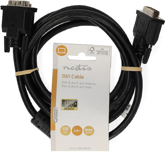 Nedis Cable DVI-D male - DVI-D male 2m Μαύρο (CCGL32001BK20)