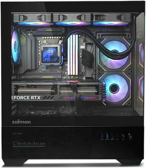 Zalman CHRONIX Gaming Midi Tower Κουτί Υπολογιστή με Πλαϊνό Παράθυρο και ARGB Φωτισμό Μαύρο