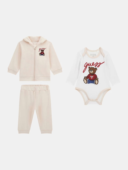 Kids Sweatpants Set Beige 3pcs