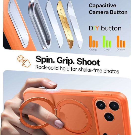 Torras Ostand Pro Umschlag Rückseite Silikon Orange (iPhone 17 Pro Max)