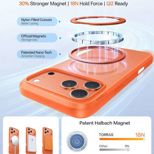 Torras Ostand Pro Umschlag Rückseite Silikon Orange (iPhone 17 Pro Max)