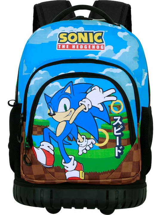 Sonic Σχολική Τσάντα Τρόλεϊ Δημοτικού Πολύχρωμη