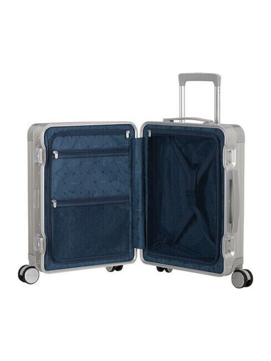 American Tourister Soundbox Cabin Hard Silver Suitcase with 4 Wheels