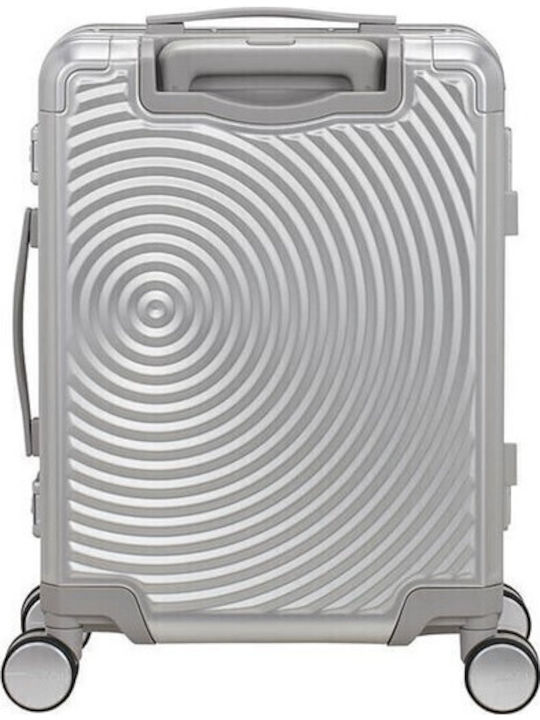 American Tourister Soundbox Cabin Hard Silver Suitcase with 4 Wheels