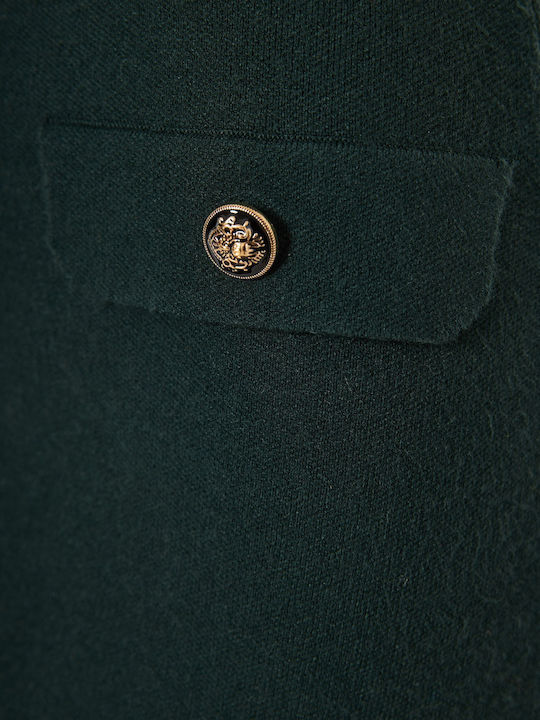 Mini Hemdkleid Gestrickt Grünes FBL012-106-13 Deep Emerald
