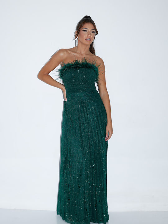 Rochii De Vară Pentru Femei Maxi Rochie Pentru Nuntă Botez Fără Bretele Cu Tul Glitter