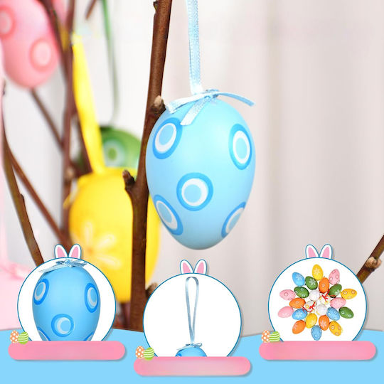 Easter Eggs Hanging Decorative Plastic 24 Pcs 6 Cm