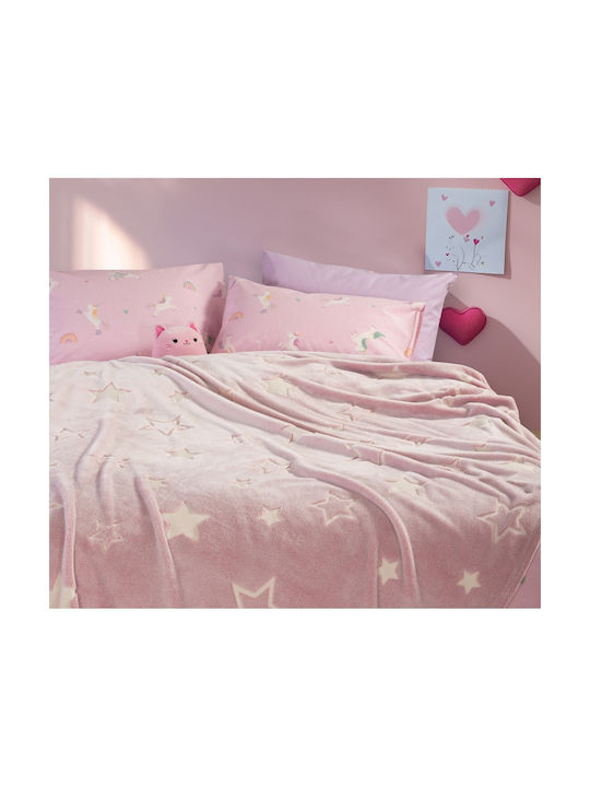 Nef-Nef Homeware Κουβέρτα Fleece Starlight Φωσφορίζουσα Pink 160x220εκ.