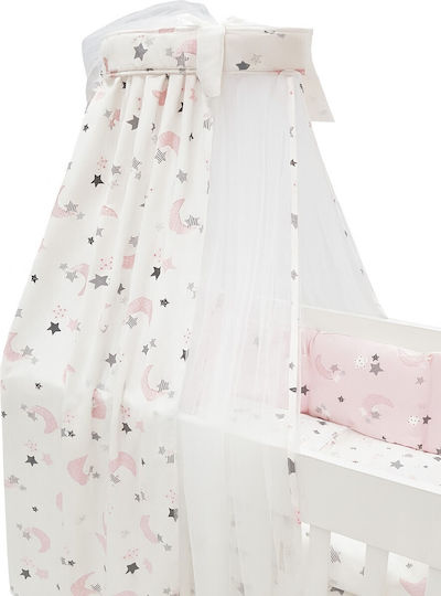 Beboulino Crib Mosquito Net Moon Stars Pink