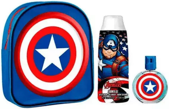 Air-Val International Παιδικό Σετ Eau de Toilette Capitán América 50ml με Σαμπουάν-Αφρόλουτρο 300ml & Τσάντα