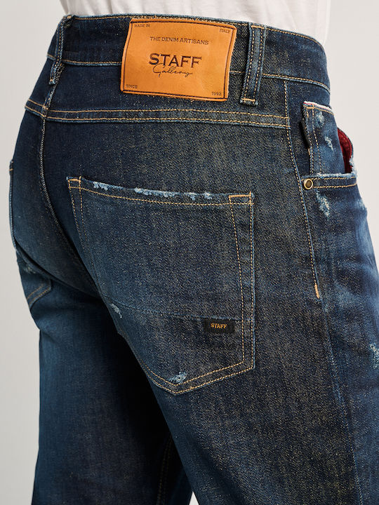 Nollan Ανδρικό Παντελόνι Τζιν Ελαστικό με Slim Tapered Εφαρμογή Navy Μπλε