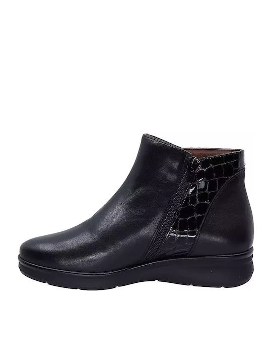 Leder Stiefeletten Damen Schwarz