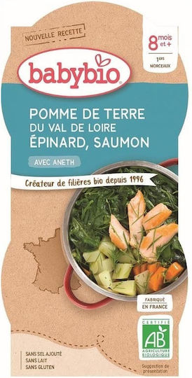 Babybio Βρεφικό Γεύμα με Γεύση Σολομό, Πατάτες & Σπανάκι 200gr για 8+ Μηνών
