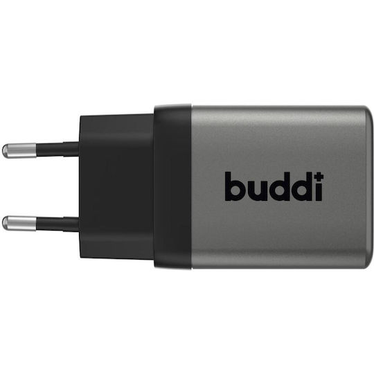 Buddi GaN с USB-A порт и USB-C порт 45W Power Delivery Сив