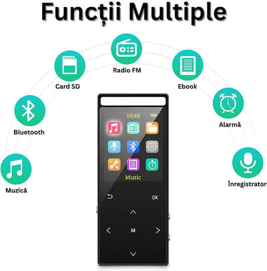 MP3 Player (64GB) cu ecran tactil 1.8" Negru ED513