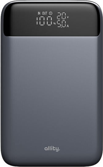 Allity APB-200 Power Bank 19200mAh 130W mit USB-A Ausgangsanschluss und 2 USB-C Ausgangsanschlüssen Power Delivery / Schnellladung Grau
