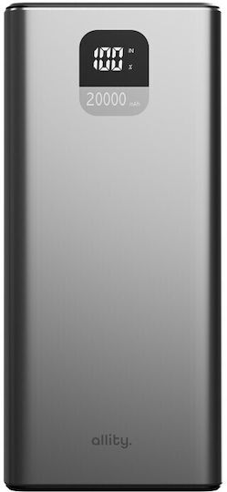 Allity APB-100 Power Bank 20000mAh 22.5W with 2 USB-A Ports and 2 USB-C Ports Power Delivery Gray