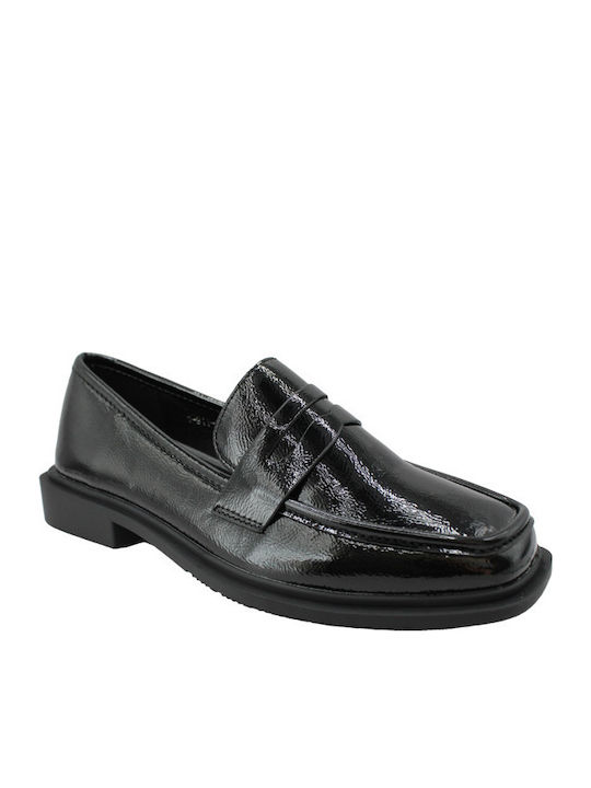 Лачени Дамски Loafers в Черен Цвят