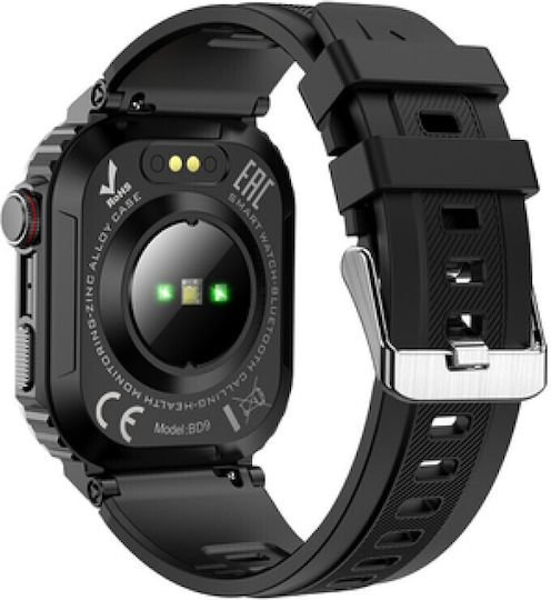 Borofone BD9 Aluminium Smartwatch mit Pulsmesser (Schwarz)