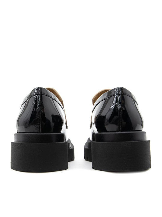 Leder Damen Loafers in Schwarz Farbe