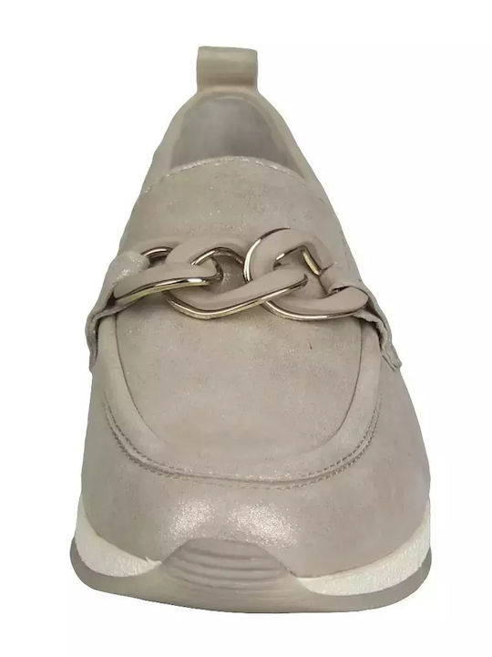 Leather Women's Moccasins in Gold Color