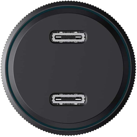 Φορτιστής Αυτοκινήτου 30W 3A με Θύρες: 2xUSB-A 2xType-C Μαύρο Χρώμα