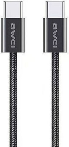 Awei Редовна USB 2.0 Кабел USB-C мъжки - USB-C мъжки 60W Черен 2м (TS04315)