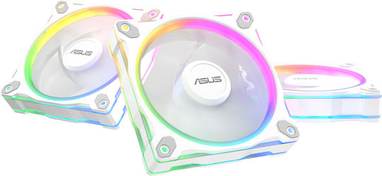Asus Prime MR120 Reverse Blade Case Fan 1600rpm with ARGB Lighting and 4-Pin PWM Connection 3pcs White