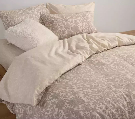 Nef-Nef Homeware Issual Σετ Σεντόνια King Size Φανελένια με Λάστιχο 180x200+32εκ. Grey (4τμχ)