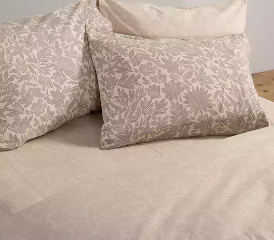 Nef-Nef Homeware Issual Σετ Σεντόνια King Size Φανελένια με Λάστιχο 180x200+32εκ. Grey (4τμχ)