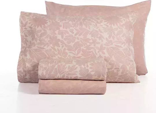 Nef-Nef Homeware Issual Σετ Σεντόνια King Size Φανελένια με Λάστιχο 180x200+32εκ. Pink (4τμχ)