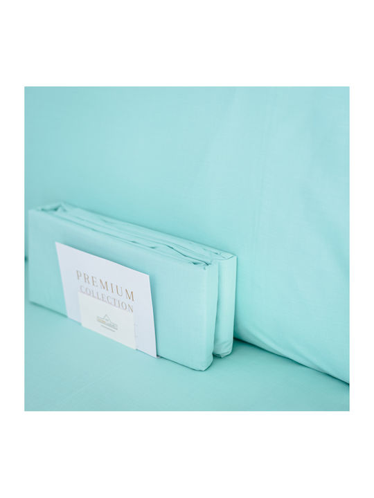 My Home Luxury Semi Double Bed Sheets Set With Rubber Hugger 120x200+25cm Aqua 3 Pieces
