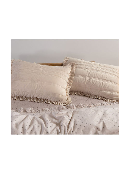 Nef-Nef Homeware Sirion Pillowcase Set with Envelope Cover Mint Grey 52x72cm.