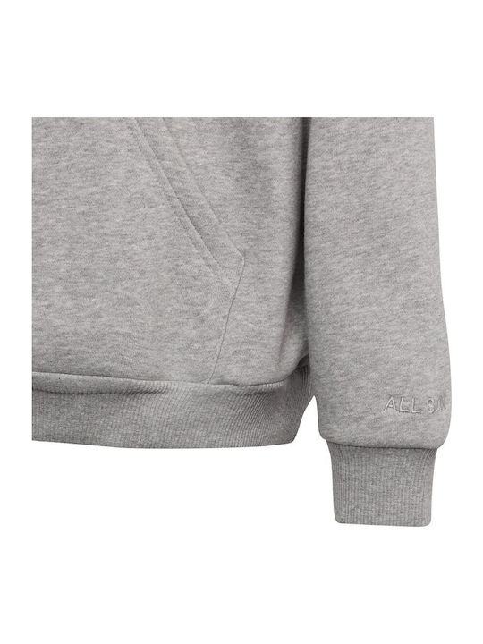 Fleece Παιδικό Φούτερ με Κουκούλα και Τσέπες Γκρι