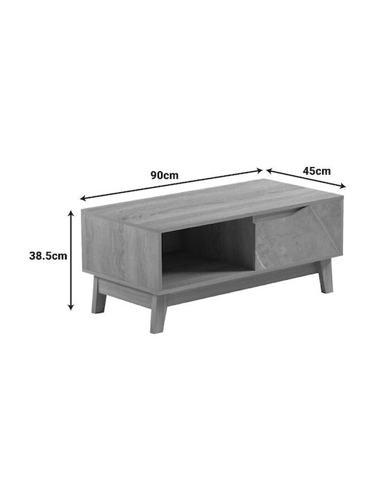 Rechteckiges Zentral Kaffeetisch Aus Holz Mit Schubladen Beiges Marmor-sonoma M90xL45xH38,5cm