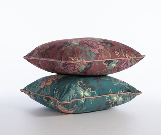 Nef-Nef Homeware Μαξιλάρι Καναπέ Home από Βελούδο Bordo 45x45εκ.