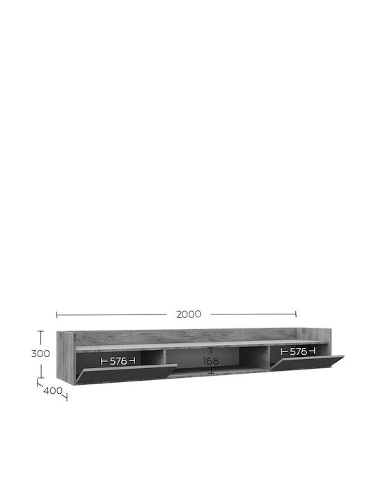 TV Stand Callisto Dark Oak-Graphite M200xD40xH30cm Gray-CALTV-2